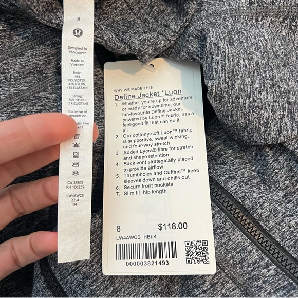 *Lululemon Define Jacket *Luon Heathered black - Picture 3 of 3